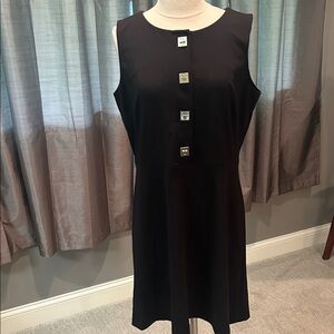 Tommy Hilfiger Black Midi Dress with Silver Accents sz 12 NEW